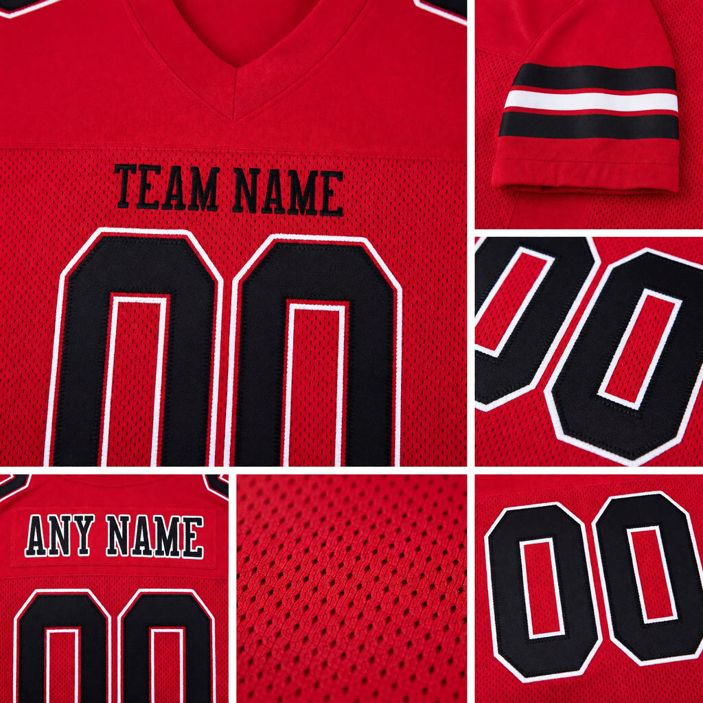 Custom Cardinal Black-White Mesh Authentic Football Jersey detail