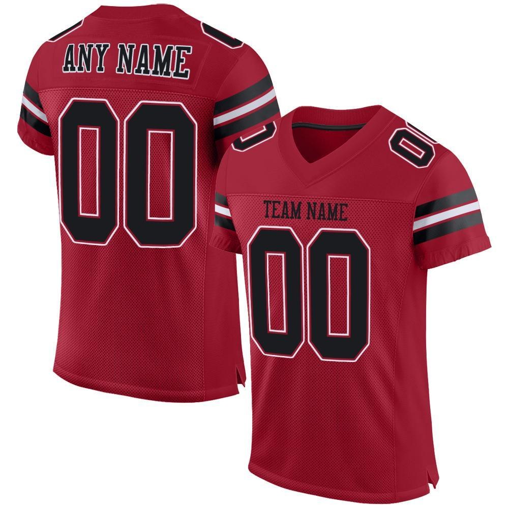 Custom Cardinal Black-White Mesh Authentic Football Jersey photo 1