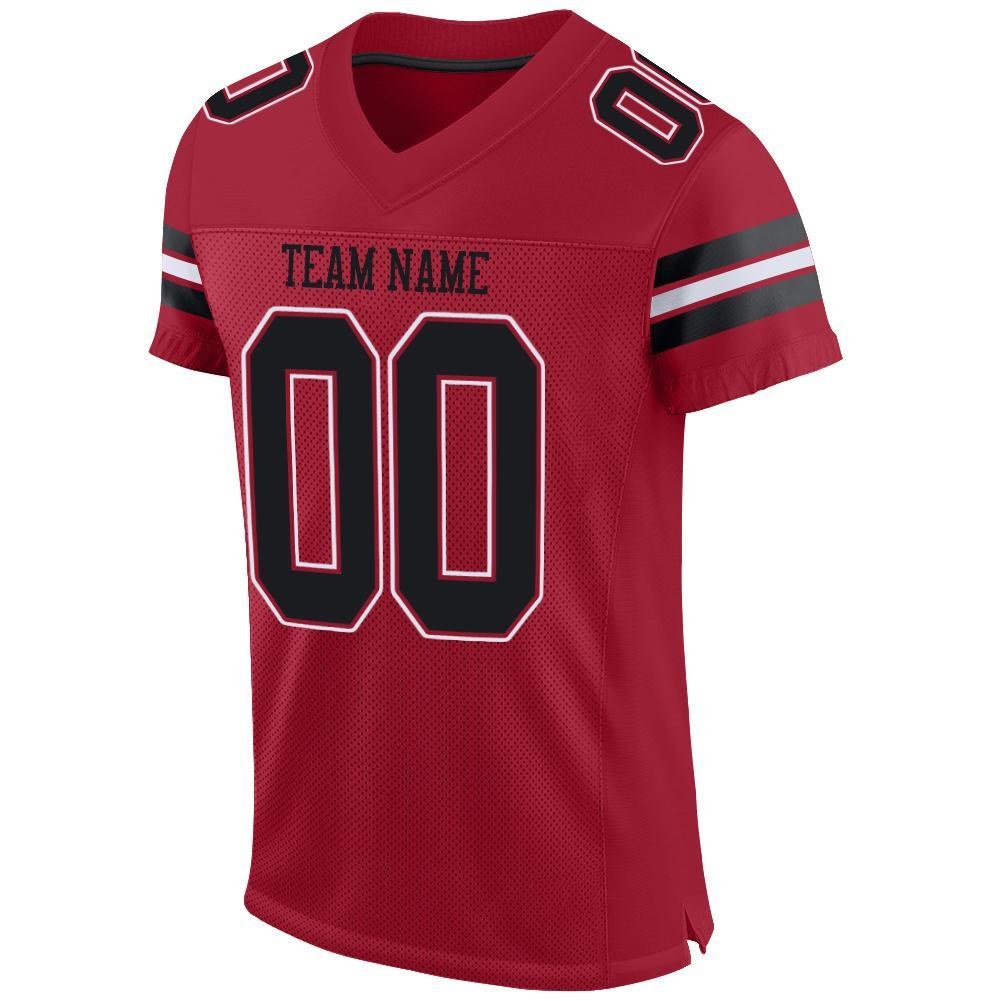 Custom Cardinal Black-White Mesh Authentic Football Jersey photo 2