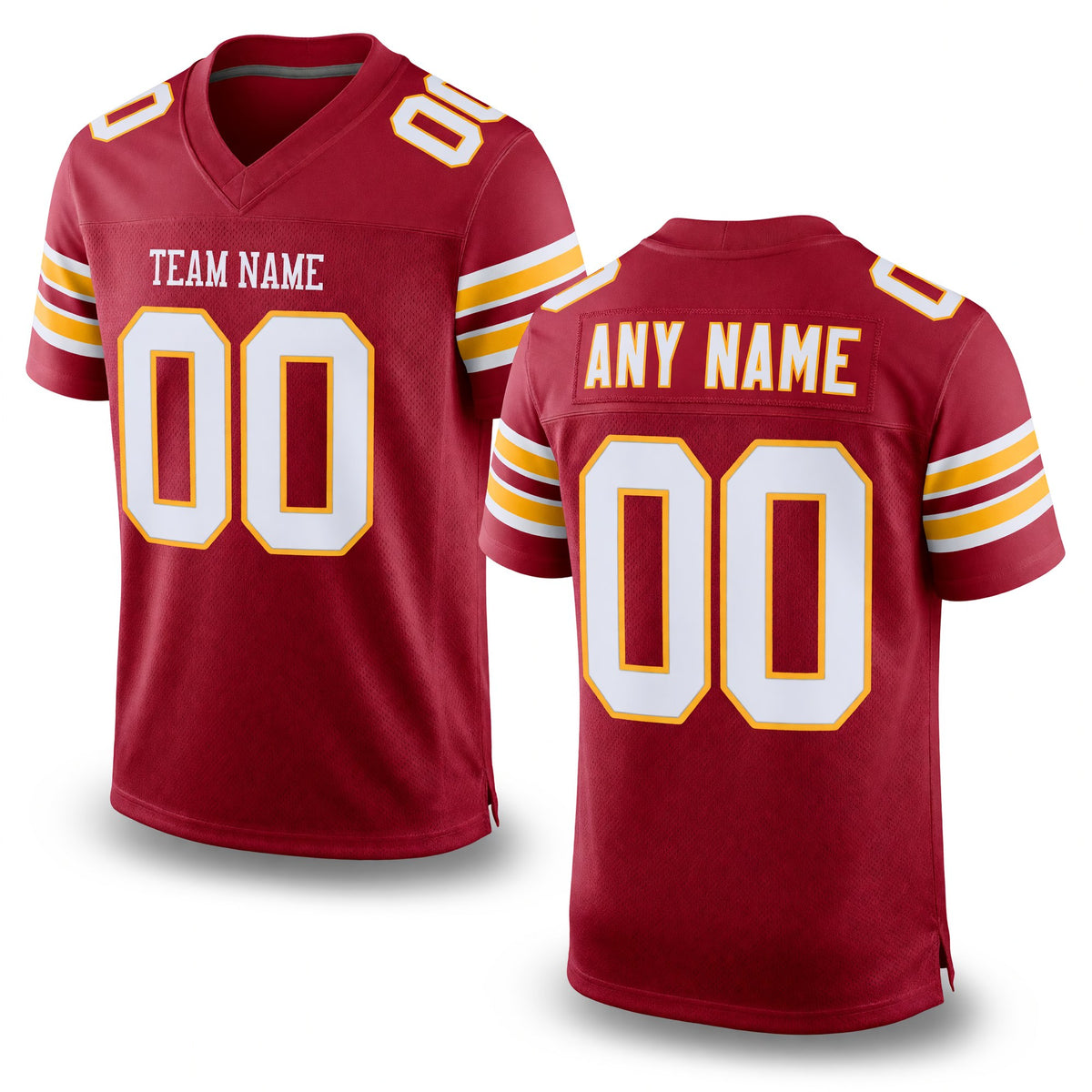 Custom Cardinal White-Gold Mesh Authentic Football Jersey