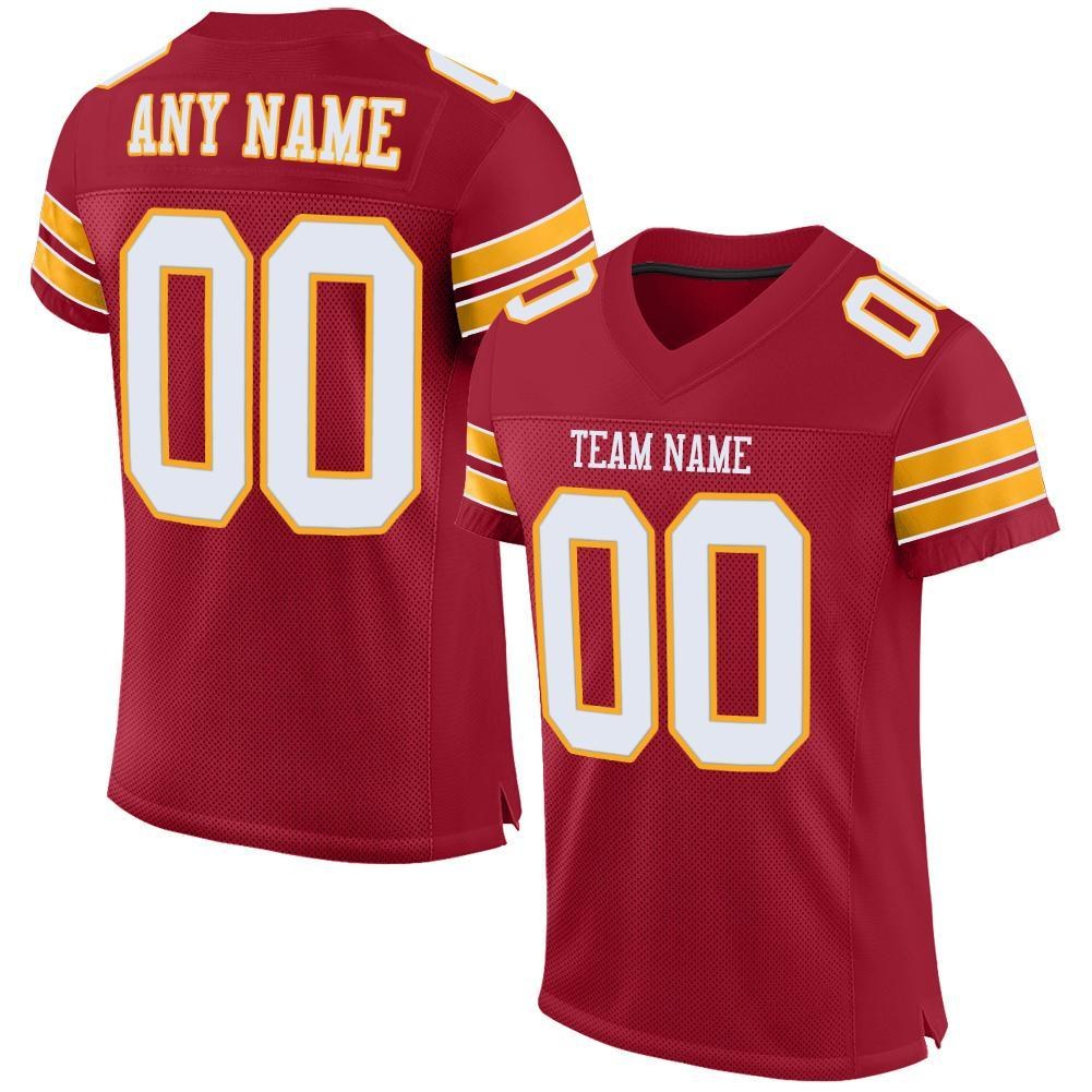 Custom Cardinal White-Gold Mesh Authentic Football Jersey photo 1