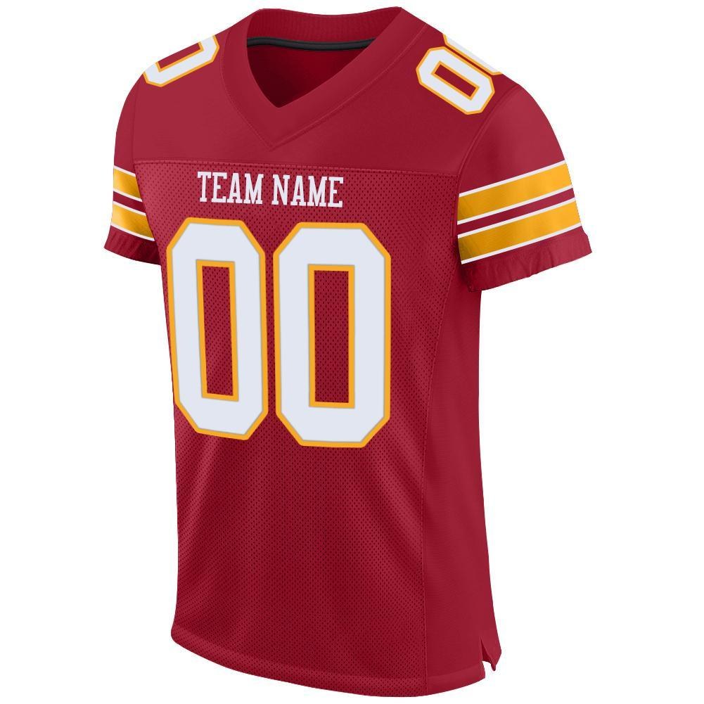 Custom Cardinal White-Gold Mesh Authentic Football Jersey photo 2