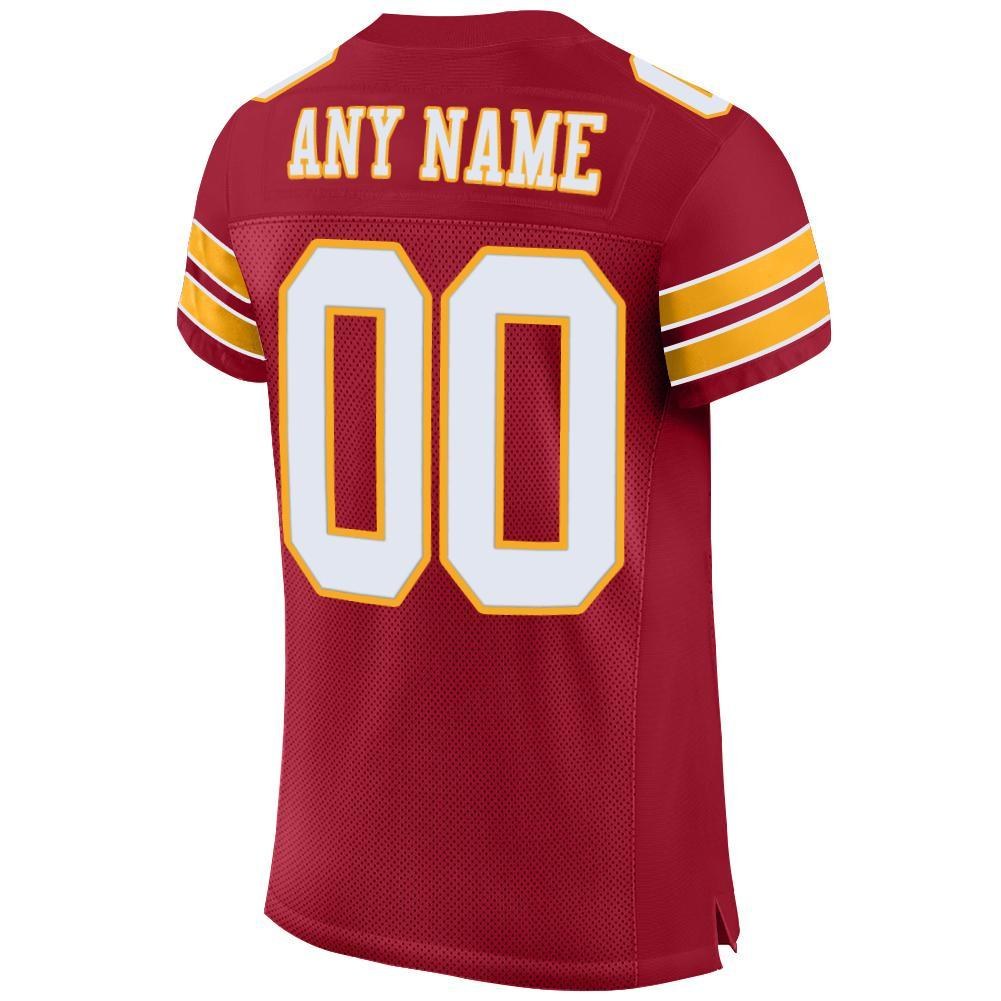 Custom Cardinal White-Gold Mesh Authentic Football Jersey photo 3