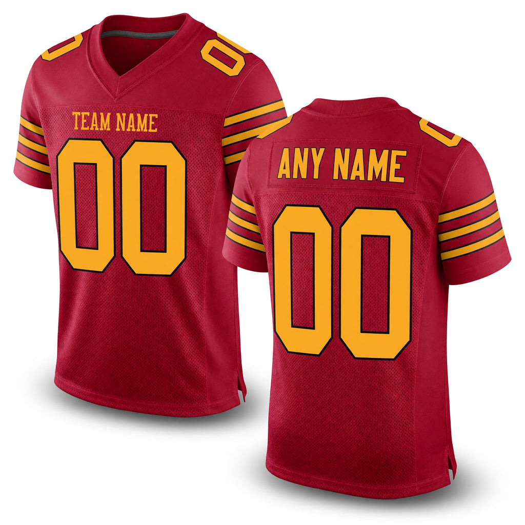 Custom Cardinal Gold-Black Mesh Authentic Football Jersey