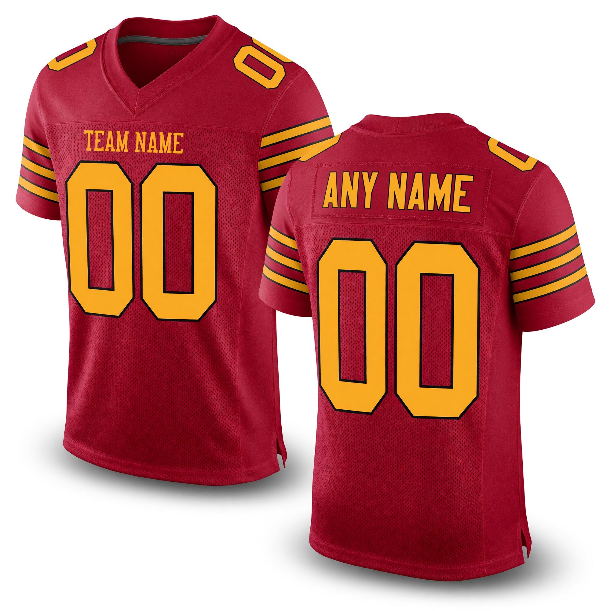 Custom Cardinal Gold-Black Mesh Authentic Football Jersey