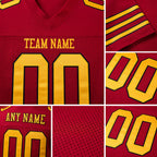 Custom Cardinal Gold-Black Mesh Authentic Football Jersey detail