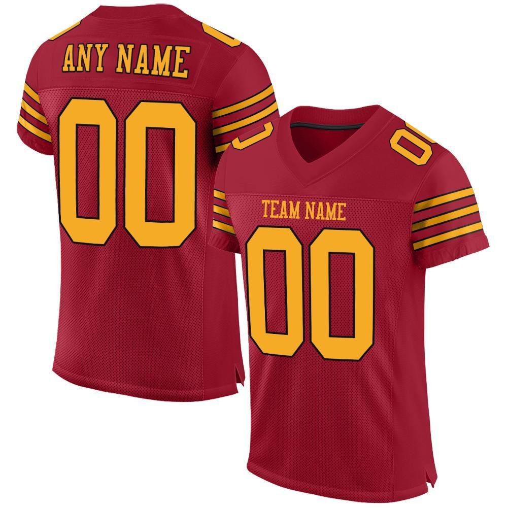 Custom Cardinal Gold-Black Mesh Authentic Football Jersey photo 1