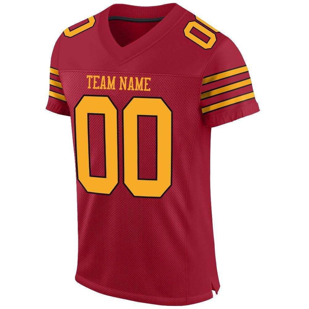 Custom Cardinal Gold-Black Mesh Authentic Football Jersey photo 2