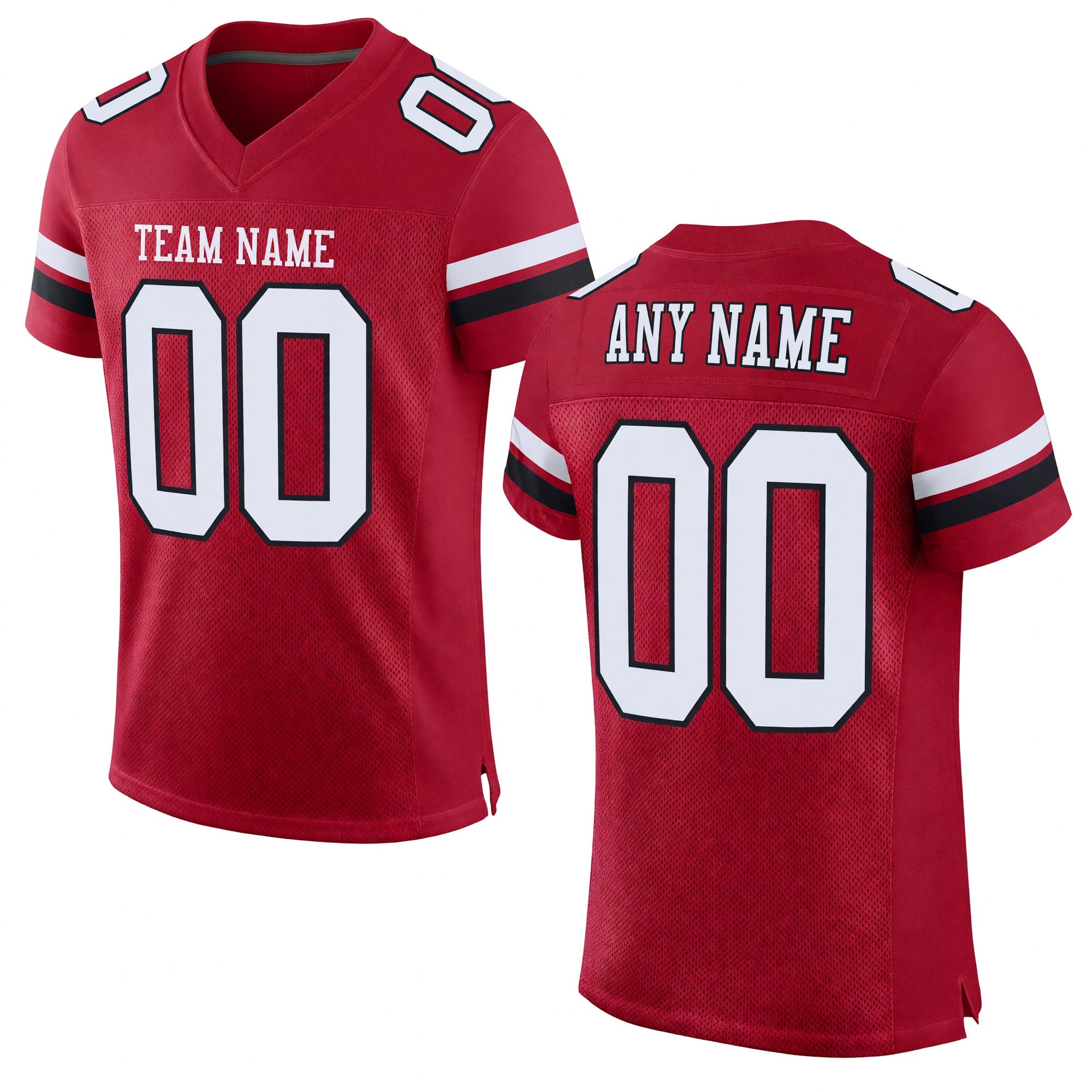 Custom Cardinal White-Black Mesh Authentic Football Jersey