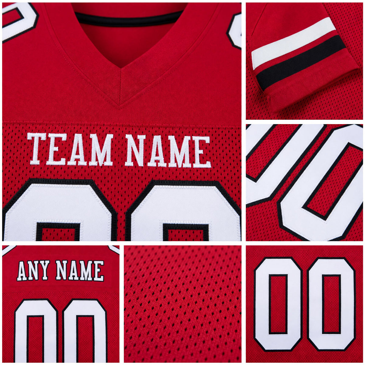 Custom Cardinal White-Black Mesh Authentic Football Jersey detail