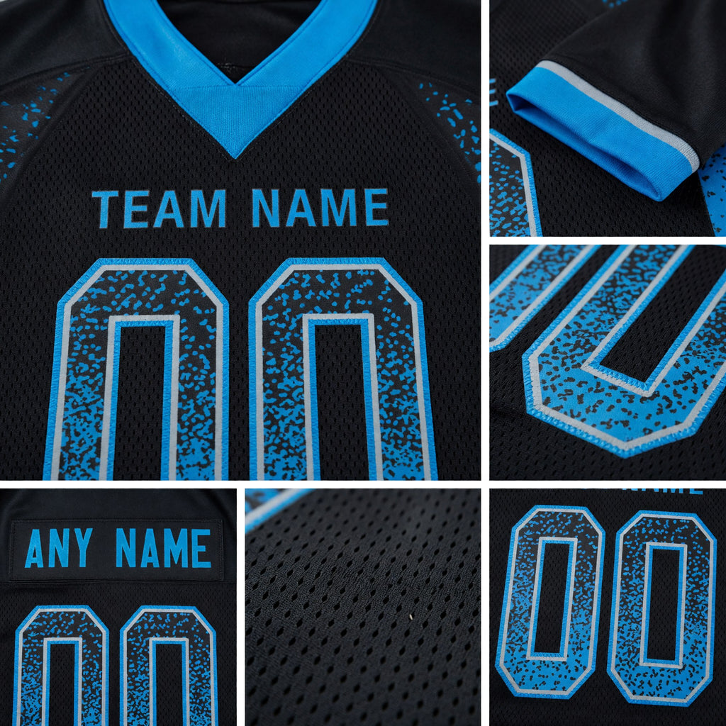 Custom Black Panther Blue-Gray Drift Fashion Football Jersey detail
