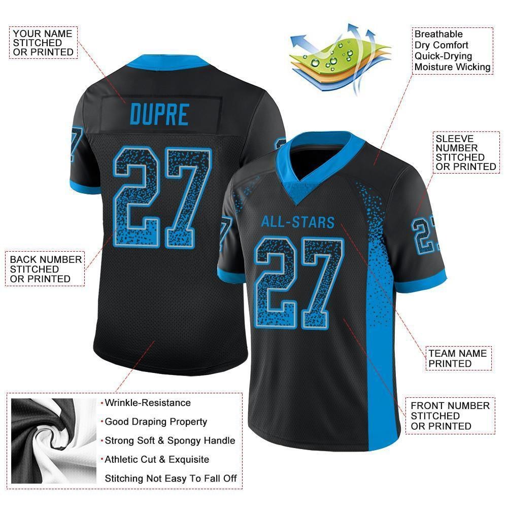 Custom Black Panther Blue-Gray Drift Fashion Football Jersey photo 3