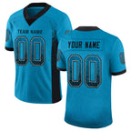 Custom Panther Blue Black-Gray Drift Fashion Football Jersey