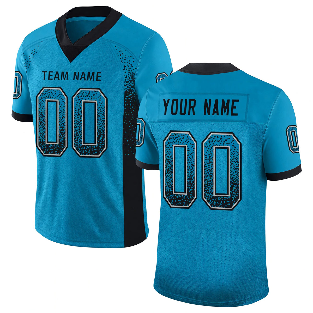Custom Panther Blue Black-Gray Drift Fashion Football Jersey