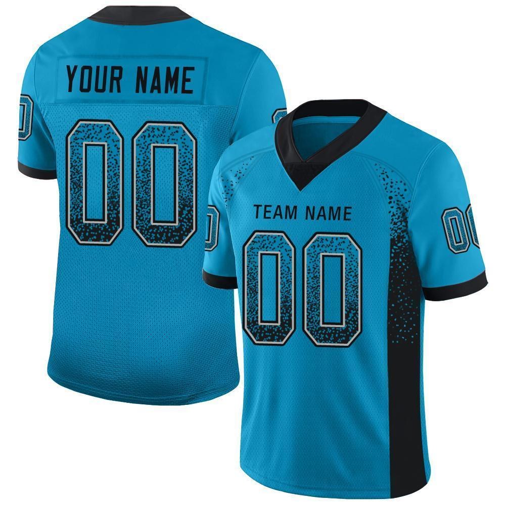 Custom Panther Blue Black-Gray Drift Fashion Football Jersey photo 1