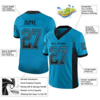 Custom Panther Blue Black-Gray Drift Fashion Football Jersey photo 3