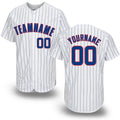 Custom White Royal Pinstripe Royal-Red Baseball Jersey