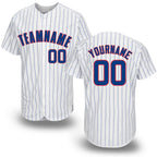 Custom White Royal Pinstripe Royal-Red Baseball Jersey