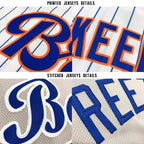 Custom White Royal Pinstripe Royal-Red Baseball Jersey photo 5