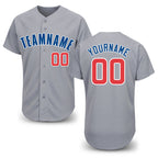 Custom Gray Red-Royal Baseball Jersey