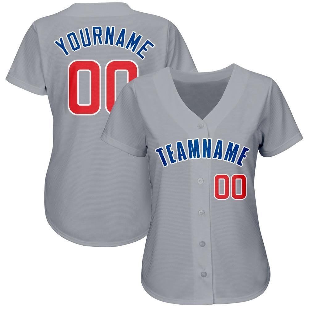 custom gray red royal baseball jersey chicagof0127