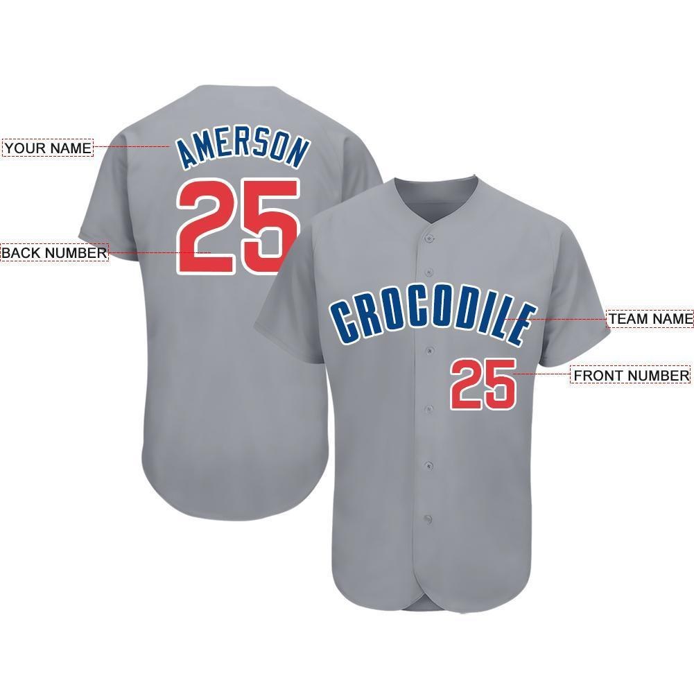 custom gray red royal baseball jersey chicagof0127