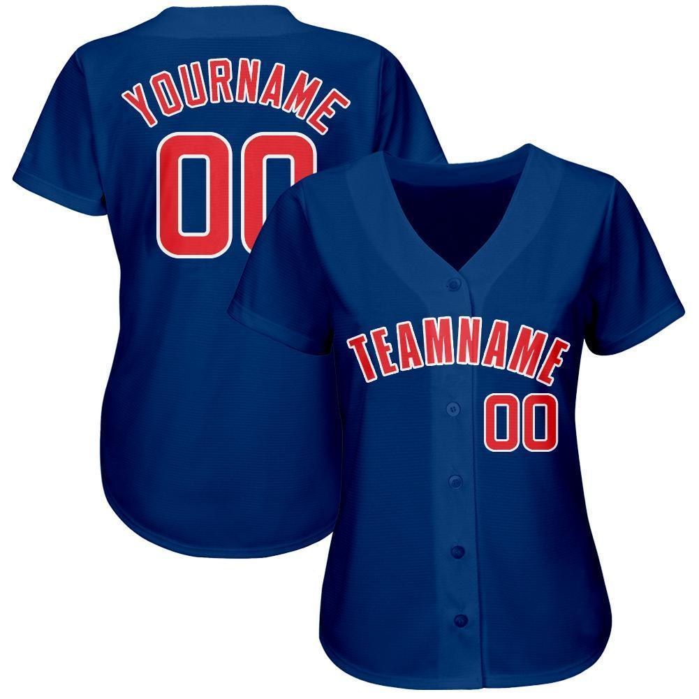 Custom Royal Red-White Baseball Jersey photo 2