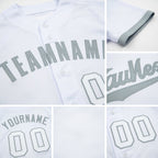 Custom White Gray Baseball Jersey detail