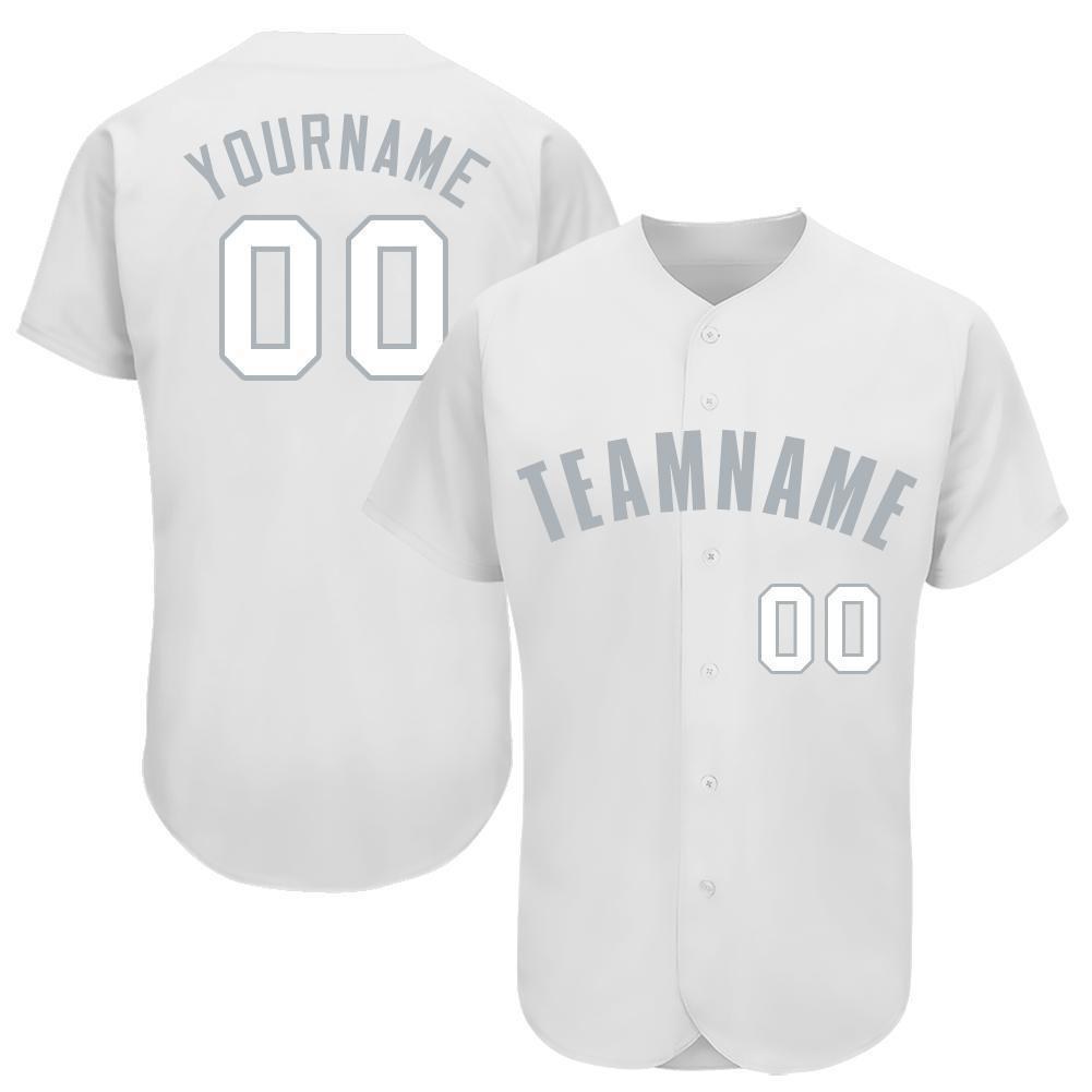 Custom White Gray Baseball Jersey photo 1