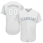 Custom White Gray Baseball Jersey photo 1