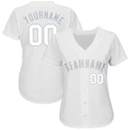 Custom White Gray Baseball Jersey photo 2