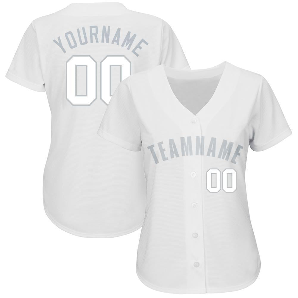 Custom White Gray Baseball Jersey photo 2