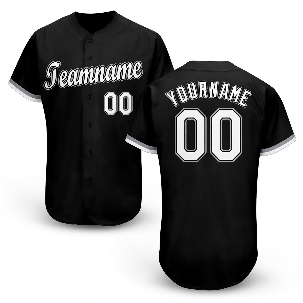 Custom Black White-Gray Baseball Jersey