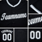 Custom Black White-Gray Baseball Jersey detail