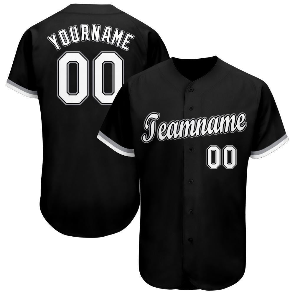 Custom Black White-Gray Baseball Jersey photo 1