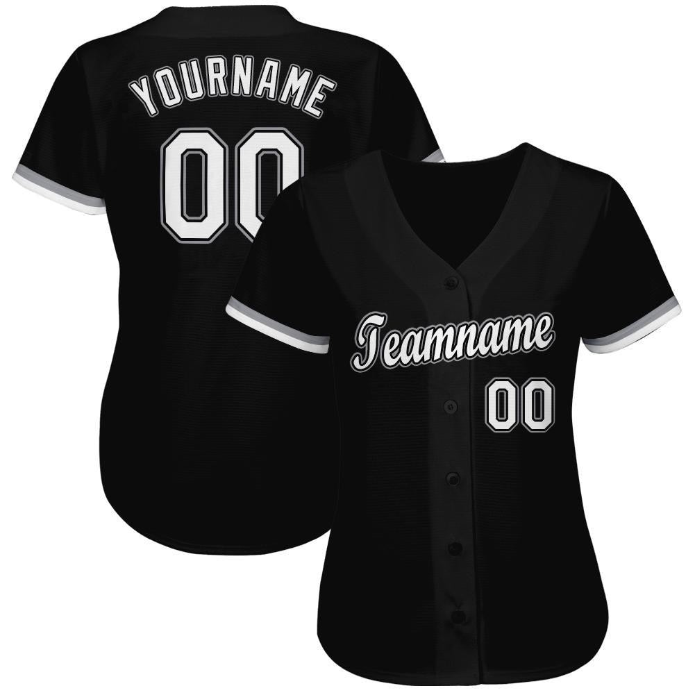Custom Black White-Gray Baseball Jersey photo 3