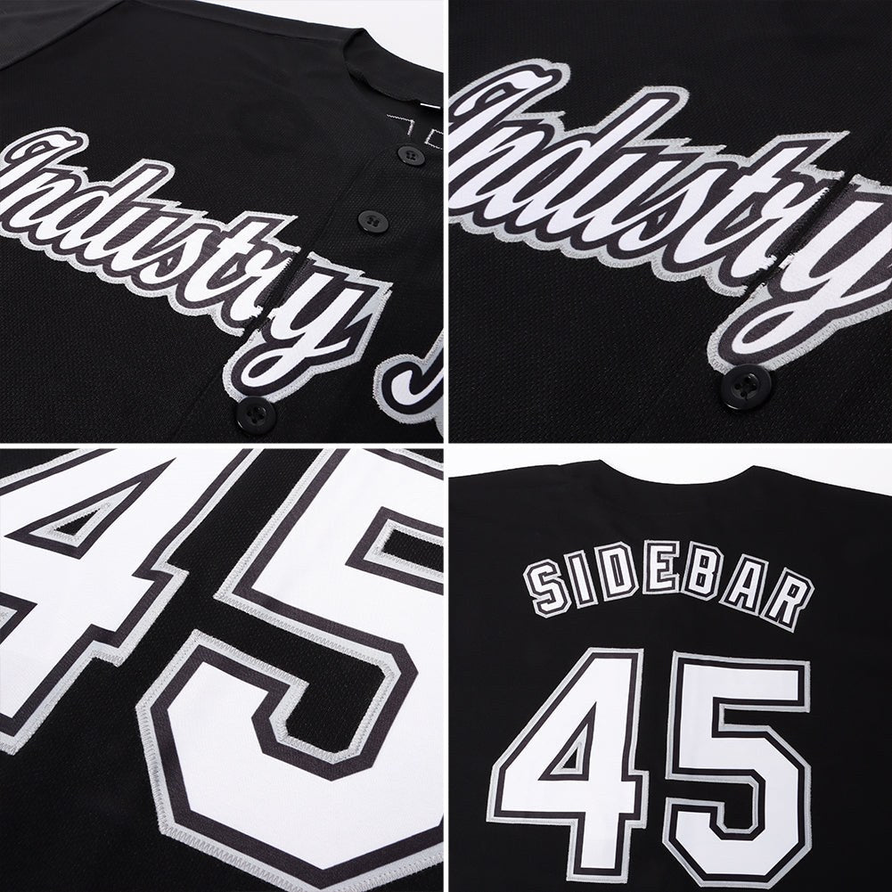 Custom Black White-Gray Baseball Jersey photo 6