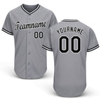 Custom Gray Black-White Baseball Jersey