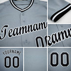 Custom Gray Black-White Baseball Jersey detail