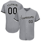 Custom Gray Black-White Baseball Jersey photo 1