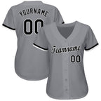 Custom Gray Black-White Baseball Jersey photo 2