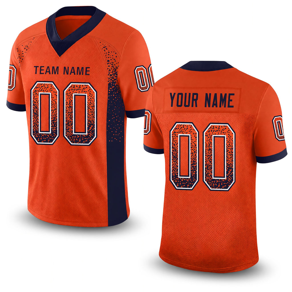 Custom Orange Navy-White Drift Fashion Football Jersey