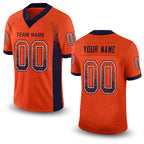 Custom Orange Navy-White Drift Fashion Football Jersey