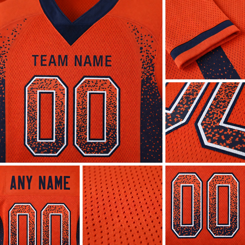 Custom Orange Navy-White Drift Fashion Football Jersey detail
