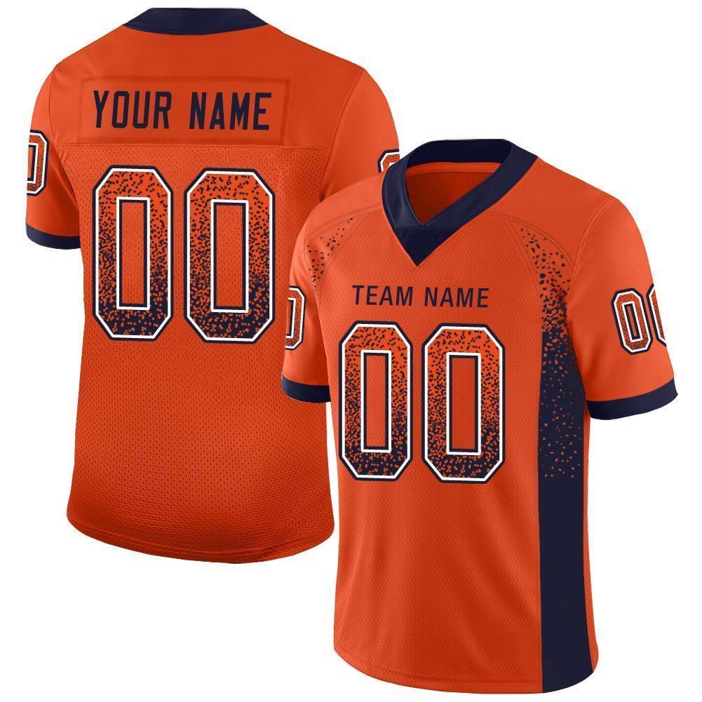 Custom Orange Navy-White Drift Fashion Football Jersey photo 1