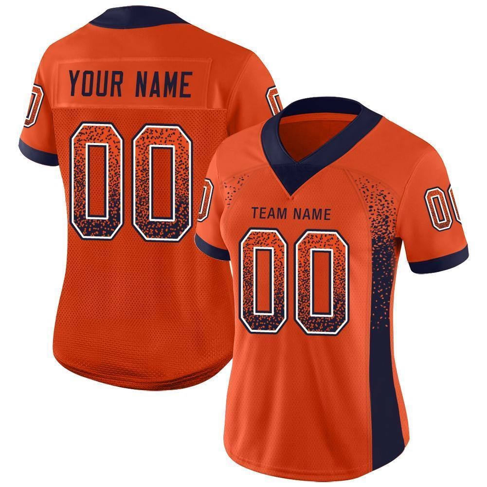 Custom Orange Navy-White Drift Fashion Football Jersey photo 2