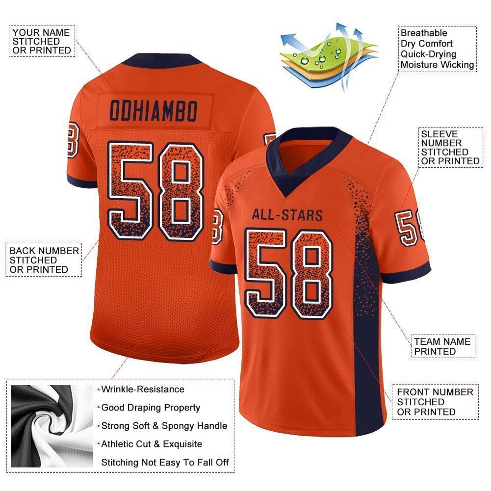 Custom Orange Navy-White Drift Fashion Football Jersey photo 3