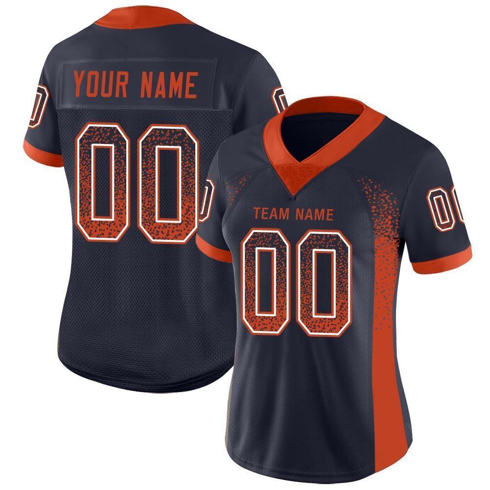 Custom Navy Orange-White Drift Fashion Football Jersey photo 2