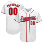 Custom White Red-Black Baseball Jersey photo 1