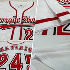 Custom White Red-Black Baseball Jersey photo 2